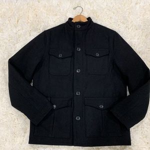 OLD NAVY WOOL BLEND MENS PEA COAT BLACK  - SIZE S